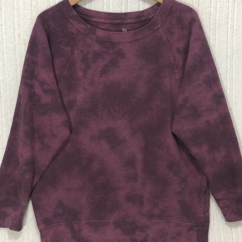 SO Lounge Life Weekend Sweatshirt Small Purple Tie Dye Cloud Wash Pullover